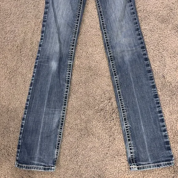 ARIAT REAL DENIM LOW RISE WESTERN BOOT CUT JEANS - W26" L35" EXTRA LONG TALL - Picture 4 of 16